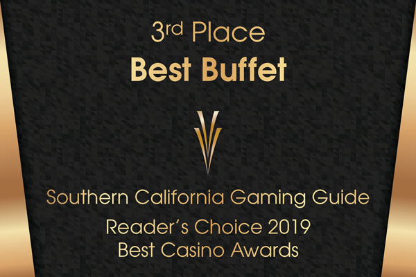 The Buffet at Valley View Casino received 3rd place for Best Buffet in 2019 from the Southern California Gaming Guide.